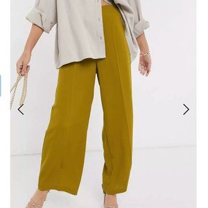 ASOS wide leg pants with clean high waist in golden mustard - US size 8